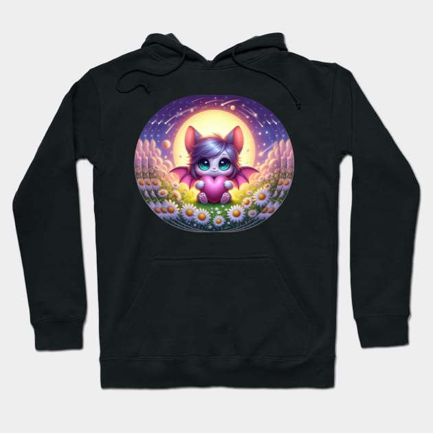 Cute Chibi Bat Girl Hoodie by PlayfulPandaDesigns